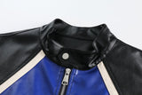 Y2K Star Patchwork Motorcycle Leather Jacket