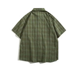 Vintage Plaid Print Short Sleeve Shirt
