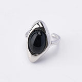 Punk Geometric Black Stone Finger Ring