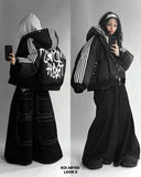 Winter Striped Loose Zipper Padded Jacket