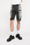 Gradient Ripped Washed Denim Shorts