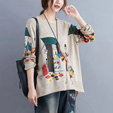 Literary Retro Comfort Anime Printing Sweater