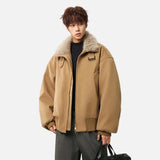 Winter Padded Fur Collar Belt Woolen Jacket