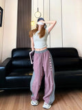 Streetwear Cozy Patchwork Striped Wide Leg Sweatpants
