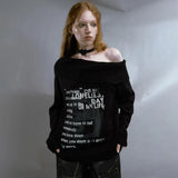 Vintage Grunge Aesthetics Off Shoulder Sweater