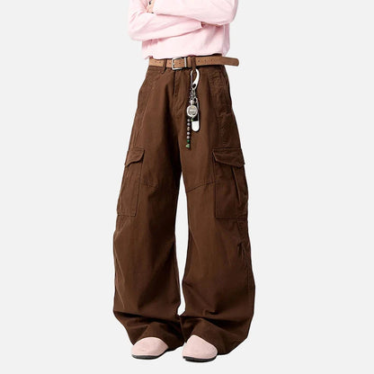 Streetwear Wide Leg Curved Knife Cargo Pants
