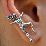 Retro Silver Character Clip Earring