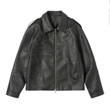 Cool Handsome Distressed PU Leather Jacket