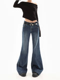 Minimal Look Vintage Slim Flare Denim Jeans