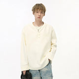 Model wearing the apricot Zipper Neck Pullover Sweatshirt