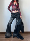Vintage Black Retro Wide Leg Jeans