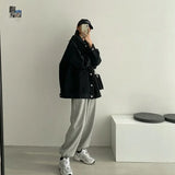 Black Loose Single Breasted Denim Jacket