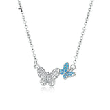Women Cool Blue Zircon Flying Butterfly Necklace