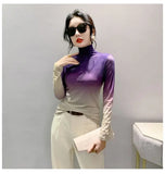 Chic Gradient Print Mesh Long T-Shirt