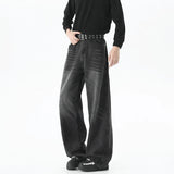 Warm Distressed Baggy Straight Leg Jeans