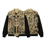 Streetwear Flexible Graffiti Patchwork Denim Jacket