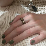 Elegant Crystal Beaded Elastic Rope Ring