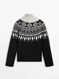 Classic Ethereal Spring Style Jacquard Turtleneck Sweater