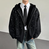 Diamond Patchwork Hooded Faux Fur Sweatshirt