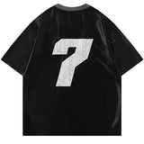 Embroidered Vintage V-Neck Racing Polyester T-Shirt