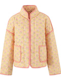 Women Retro Floral Yellow Padded Jacket