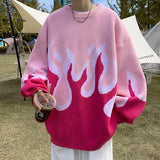 Streetwear Gradient Fire Knit Sweater