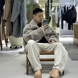 Elegant Plush Lapel Button Faux Faur Jacket