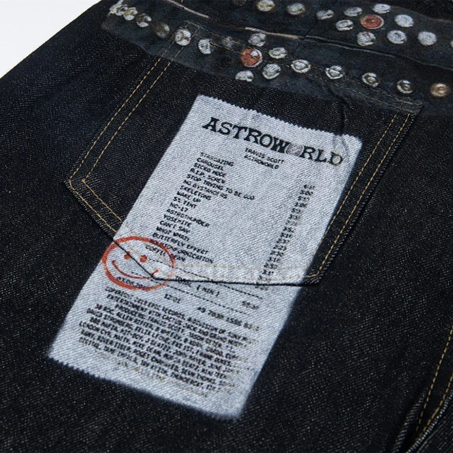 Vintage Graphic Baggy Blue Jeans