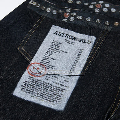 Vintage Graphic Baggy Blue Jeans