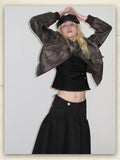 Handsome Distressed Brown PU Leather Jacket
