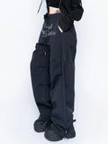 Black Chic Letters Print Parachute Sweatpants