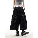 Streetwear Cool Vintage High Waist Blue Baggy Jorts