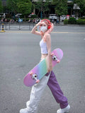Modern Irregular Purple Patchwork Jeans