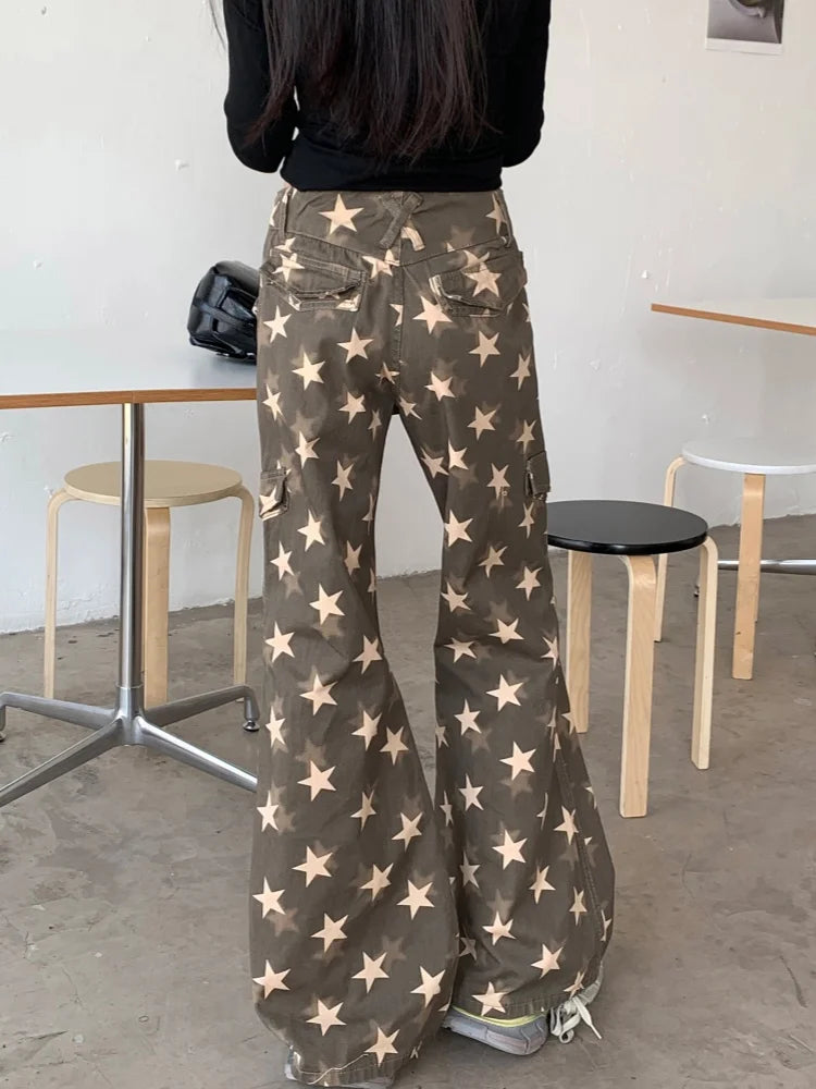 Y2K Star Printed Cyber Slim Jeans