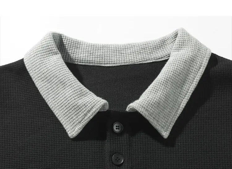 Versatile Faux Two Piece Polo Sweatshirt