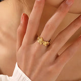 Y2K Adjustable Gold Floral Ring