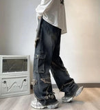 Fringe Distressed Vintage Style High-Waisted Jeans