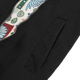 Graphic Printed Rib Sleeve Zip-up Oversized Jacket