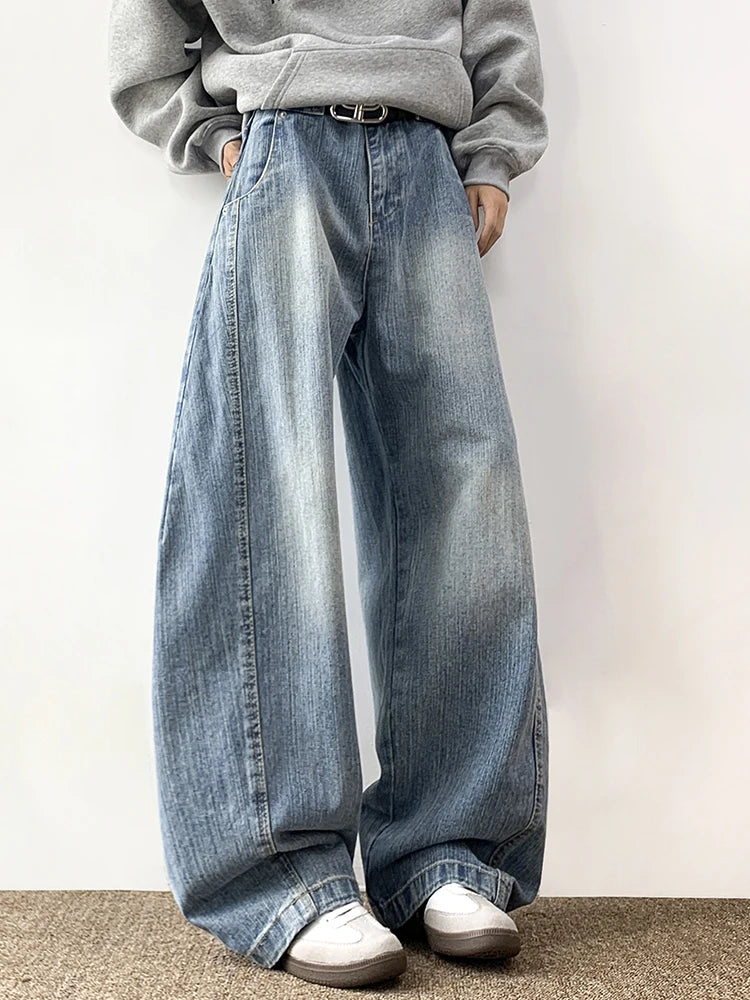 American Style Blue Hip Hop Wide Leg Jeans