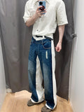 Vintage Patchwork Destroyed Low Waist Denim Jeans
