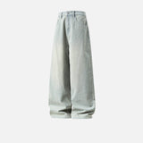 Streetwear Washed Relaxed Fit Striped Straight Leg Jeans