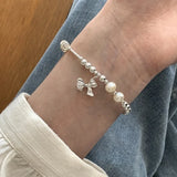 Geometric Asymmetric Silver Pearl Bracelet