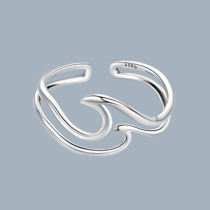 Minimalist Sterling Silver Ocean Wave Ring