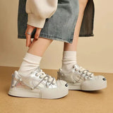 Women Pink Chain Smiling Canvas Sneaker