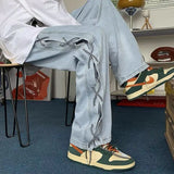 Y2K Streetwear Cool Black Lace-Up Baggy Jeans