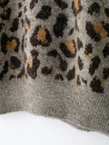 Leopard Knit Casual Cropped Sweater