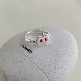 Cute Cartoon Apple Silver Metal Ring