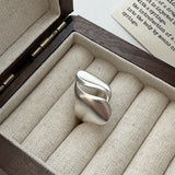 Wave Wide Irregular Matte Punk Ring