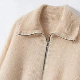 Plush Cashmere Zipper Knitwear Cardigan
