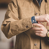 Retro Waxed Khaki Casual Jacket